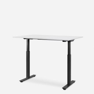 120 x 80 cm WRK21® SMART - Weiss Uni / Schwarz elektrisch höhenverstellbarer Schreibtisch