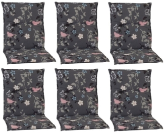 NYVI Sitzauflage Niedriglehner Auflagen 6er Set Barcelona Gartenstuhlauflagen 100x50 cm, (6 St), Niederlehner Stuhlauflage Sitzauflage mit Halteband Blumen Floral