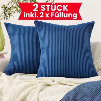 Amilian Dekokissen mit Füllung und Kissenbezug - 2er Set - Kissen, Zierkissen, Sofakissen, (2 Stück), Kopfkissen, Kuschelkissen, Couchkissen mit Kissenfüllung