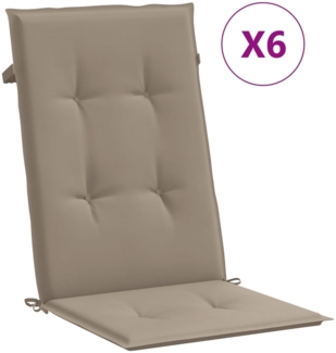 vidaXL Gartenstuhlauflagen für Hochlehner 6Stk. Taupe 120x50x3cm Stoff 314112