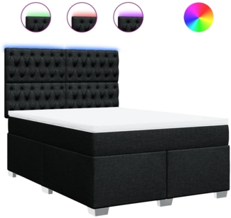 vidaXL Boxspringbett mit Matratze Schwarz 160x200 cm Stoff 3292848