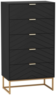UEV Kommode mit 5 Schubladen Schrank schmal modern schubladenkommode (Sideboard für Wohnzimmer Schlafzimmer Büro Flur, Aufbewahrungsschrank mit Kisppschutz mehrzweckschrank 60cm breit), Mehrzweckschrank Highboard Beistellschrank allzweckschrank