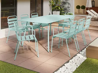 Vente-unique - MIRMANDE Gartenessgruppe Metall Grün - B 100 cm59 cm x H 75 cm79 cm x L 200 cm56 cm