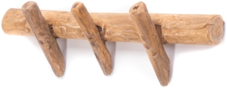Wandgarderobe Kyra 35 Massivholz, 3 Haken naturfarben