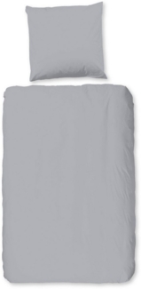 Good Morning Flanell Bettwäsche 135 X 200 cm + 1- 80 X 80 cm flanel uni zilver uni dessin grau