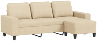 vidaXL 3-Sitzer-Sofa mit Hocker Creme 180 cm Stoff 3201153