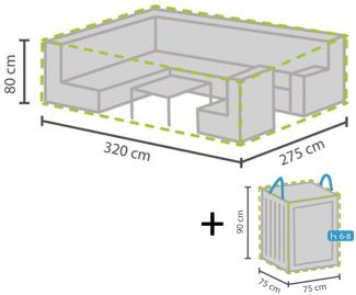 Schutzhülle Abdeckung 320x275cm für Garten Lounge Set + Hülle für 6-8 Kissen