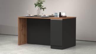 KOCHSTATION Kücheninsel Sole,Kochinsel,Küchenarbeitsblock,Inselküche,Arbeitsinsel, Breite 160 cm mit 2 Türen,4 Fächer, Arbeitsplatte, Aluminiumgriff