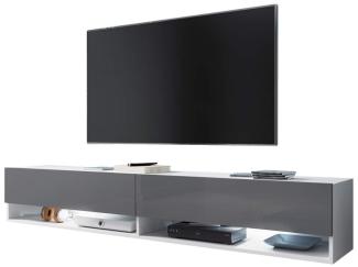 Selsey Wander – TV-Lowboard in Weiß Matt/Grau Hochglanz hängend/stehend mit LED 180cm