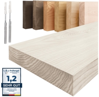 LAMO Manufaktur Wandregal Invisible: Schweberegal 40 cm, Komplett-Set, 40mm stake Massivholzplatte