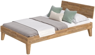 skølm 'Asgard' Bett 120x200 cm, natur geölt, Massivholz Eiche, Massivholzbett mit Bettkopf, geeignet als Doppelbett