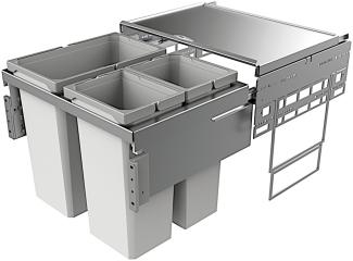 Abfallsorter COX® BASE 460 S/600-3 in HELLGRAU mit 53 (1 x 28/2 x 12,5) Liter Volumen / ab 60 cm