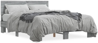 vidaXL Bettgestell Grau Sonoma 135x190 cm Holzwerkstoff und Metall 3280210