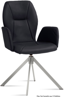 Armlehnstuhl drehbar (8er-Set) Dedenia 58x92x60 Edelstahl/Anthrazit