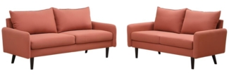 Vente-unique - Couchgarnitur 3+2 - Stoff - Terracotta - HALIA