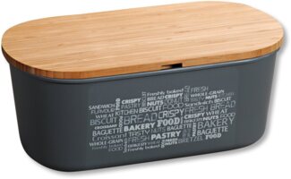 KESPER | Brotbox, Material: Bambus, Kunststoff, Maße: B 34 x T 18 x H 14 cm, Farbe: Grau | 58501