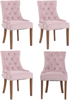 CLP 4er Set Esszimmerstuhl Aberdeen Samt Antikes Design mit Gestell aus Kautschukho,pink antik-hell