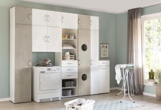 Mehrzweckschrank >MULTIRAUMKONZEP< (BxH: 40x185 cm) WEISS + BETON-NB LICHTGRAU