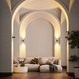 Neona LED Wandleuchte PONTOS Schwarz Chrom, Dimmbar per Fernbedienung, LED fest integriert, Warmweiß