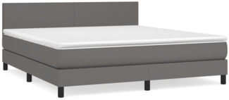 vidaXL Boxspringbett mit Matratze Grau 180x200 cm Kunstleder 3141021