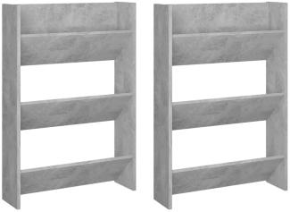 vidaXL Wand-Schuhschränke 2 Stk. Betongrau 60x18x90 cm Holzwerkstoff 806768