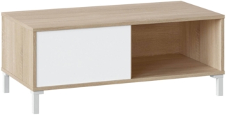 Dmora Axinia Couchtisch, Couchtisch, Niedriger Wohnzimmertisch, 100x50h40 cm, Eiche und Weiß