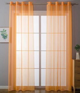 Gardinenbox Gardine, Ösen (2 St), transparent, Ösenvorhänge Voile »Uni« Bleibandabschluß 20332-cn2