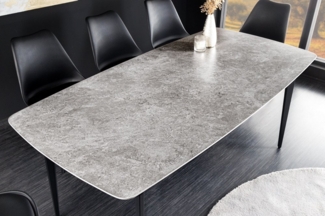 riess-ambiente Esstisch MILANO 180cm grau / schwarz (Einzelartikel, 1-St), Keramik · Marmor-Design · Metall · bis 8 Personen · Modern