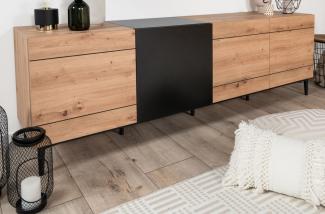 TV-Lowboard Liam in Eiche Artisan und schwarz 200 x 65 cm