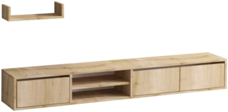 Calicosy TV-Schrank 3 Türen 2 Fächer Eiche Saphir Dekor L180 cm - HEKA - Helles Holz