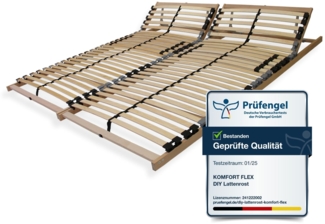 7 Zonen Lattenrost mit verstellbarem Kopfteil - Ergonomischer Lattenrost 7 Zonen und stabilem Buchenholzrahmen, 28 flexible Federholzleisten, MADE IN GERMANY, Traglast ca. 150Kg, 200x200 cm