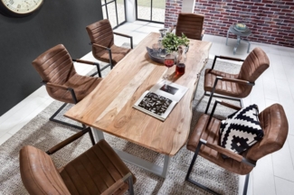 SAM® Baumkantentisch Sonja, massives Holz, echte Baumkante, Metallgestell U-Form, bis 3m