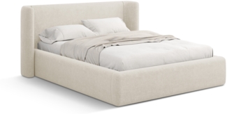 Micadoni Bett Jolene Strukturierter Stoff Helles Beige 180x200