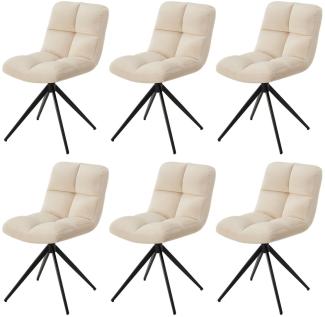 Juskys Drehstuhl Dallas 6er Set - Esszimmerstühle drehbar, Stoff Bezug - Stuhl bis 120 kg belastbar - Stühle Esszimmer, Esszimmerstuhl Samt Beige