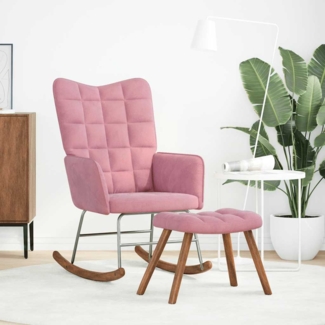 vidaXL Schaukelstuhl mit Hocker Pink Velvet 4016847