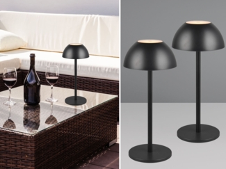 2er SET Akku LED Tischlampen kabellos für Innen & Außen, Schwarz - 30cm klein