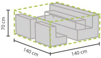 Perel Wetterfeste Schutzhülle Abdeckung XS für Garten Lounge Set, 140 x 140 x 70 cm