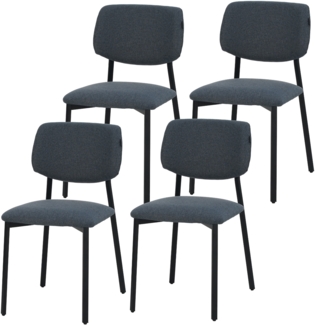 RAVINO Designerstuhl A21– 4er Set Esszimmerstuhl gepolstert mit Stoffbezug, moderner Küchenstuhl mit Rückenlehne, Stuhl, belastbar bis 110 kg– Blau