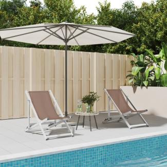 vidaXL Strandstühle 2 Stk. Klappbar Braun Aluminium und Textilene 360170