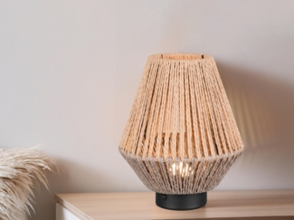Akku Tischlampe LIRA per USB aufladbar, Lampenschirm aus Papiergarn, Höhe 22cm