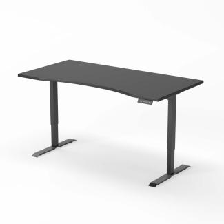 elektrisch höhenverstellbarer Schreibtisch CURVED 180 x 90 cm - Gestell Schwarz, Platte Anthrazit