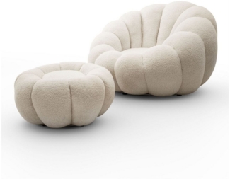 Lookway Drehsessel FLUFFY mit Fußhocker Bequemer Relaxsessel für Wohnzimmer (1x Sessel 1x Fußhocker), Drehsessel