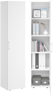Bellamio 'Apol' Mehrzweckschrank schmal, weiß, 176x33x40 cm, Aktenschrank mit 5 Ablagefächern, Tür beidseitig montierbar