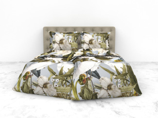 Heckettlane 1 x Bettwäsche 155x220 cm + 1 x Kopfkissenbezug 80x80 cm Mako Satin Chanda Multi