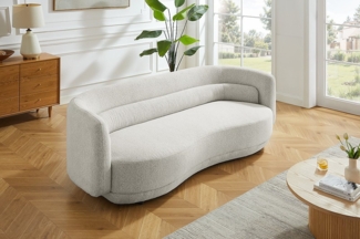 riess-ambiente 3-Sitzer GATSBY 230cm beige - Chenille, Federkern, gepolstert, Rundum-Bezug, Einzelartikel 1 Teile, Couch in geschwungener Form - ideal für Retro Wohnzimmer & Gästezimmer