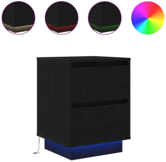 vidaXL Nachttische mit LED-Leuchten 2 Stk. Schwarz 38x34x50 cm 861286