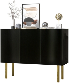 MODFU Sideboard Modernes Küchenschrank (Sideboard mit MDF-Oberfläche und verstellbaren Regalböden, Goldmetallbeinen – Moderner Stauraum für Wohnzimmer)