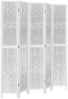 vidaXL 5-tlg. Raumteiler Weiß Massivholz Paulownia 358680