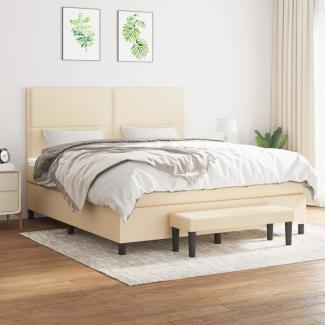 vidaXL Boxspringbett mit Matratze Stoff Creme 180x200 cm