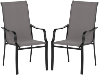 2er Set Gartenstühle mit Hoher Rückenlehne bis 150 kg Belastbar Terrassenstühle Grau